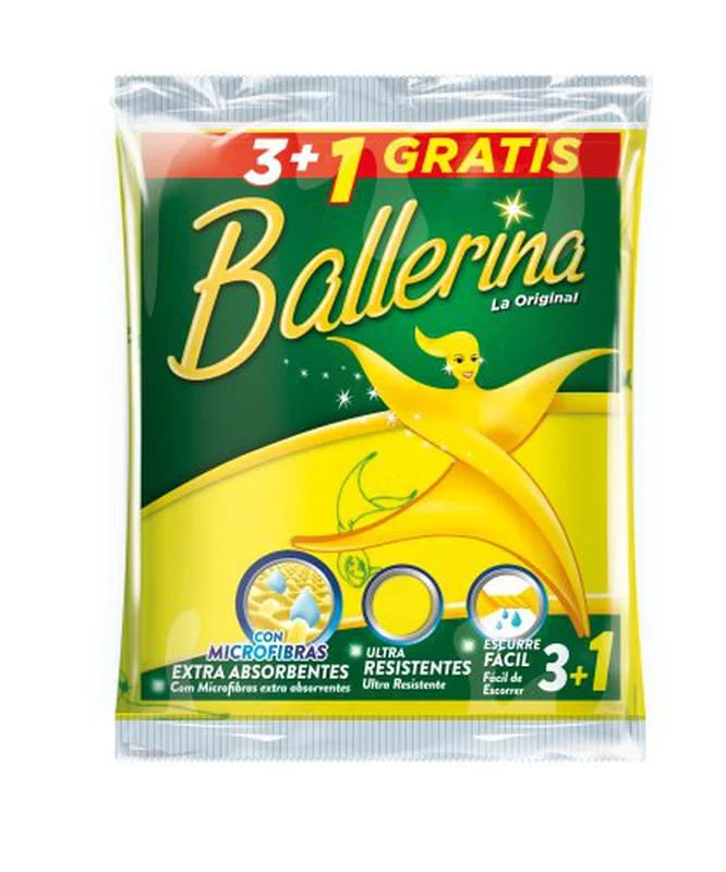 BAYETA BALLERINA AMARILLA 3+1 CON MICROFIBRAS