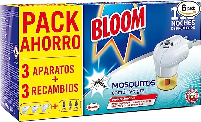 INSECTICIDA BLOOM ELECTRICO MOSQUITOS 3 APARATOS+3 RECAMBIOS